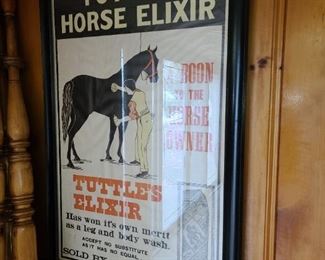 Tuttle's Horse Elixir Framed Poster Circa 1920s