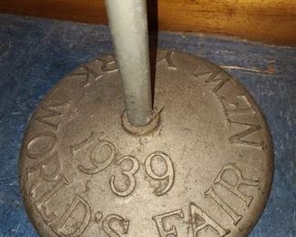 ORIGINAL & VERY RARE New Work World's Fair 1939 Cast Iron Pole Rope Stand Holder (2 Available)