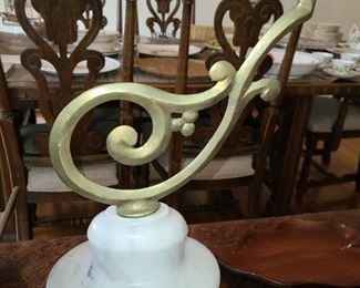 Large Italian Brass Scale On Marble Base Antique Market Scale