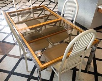 Mid-Century Modern Chrome, Wood, & Glass Table