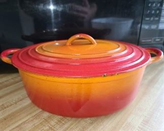 ORIGINAL Belgium Red/Orange Cast Iron Dutch Oven