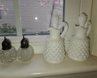 Milk Glass Hobnail Oil & Vinegar