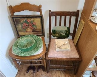 Accent Chairs & Green Majolicaware