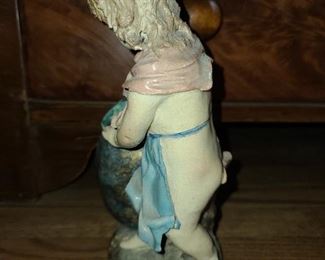 ANTIQUE HANDMADE FIGURINE - 1830S (PART POTTERY, PART CERAMIC, & HAND FIRED)