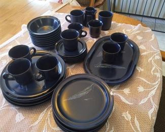 Noritake Primastone Genuine Stoneware Navy Blue Dinnerware Set