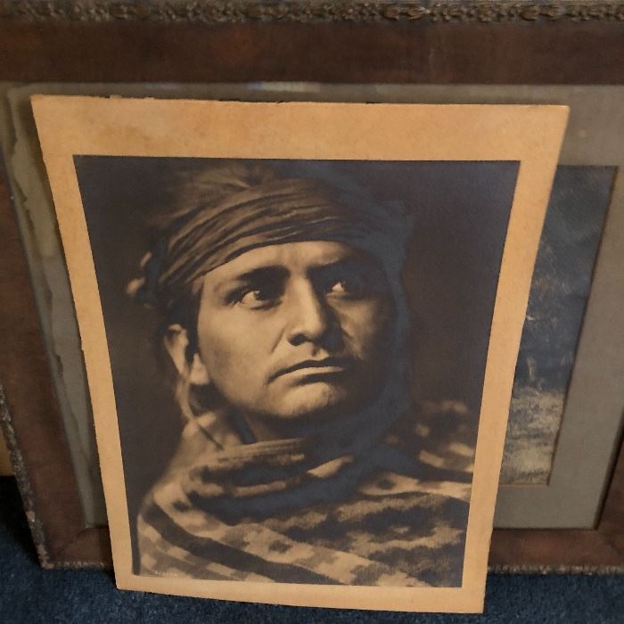 Large 12” x 16” original Edward Sheriff Curtis (American, 1868-1952) Chief of the desert-Navaho-Signed. Additional photos of signature at end of photos. This special piece is open to bids through Sunday at 3:00.