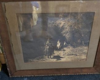Large 12” x 16” Edward Curtis original signed "Out of Darkness". Additional photos of signature at end of photos. This special piece is open to bids through Sunday at 3:00.
