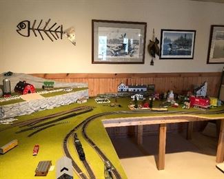 Model HO train scape-two sections 