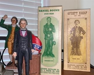 Daniel Boone, Wyatt Earp, Jefferson Davis Liquor Decanters
