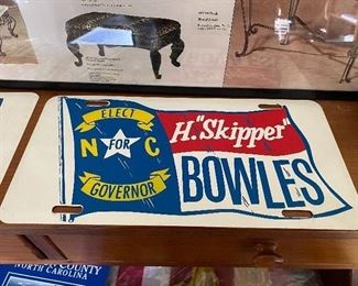 Two Metal Skipper Bowles Governor License Plates