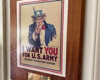 Uncle Sam "I Want You for U.S. Army" with Dedication Plaque 