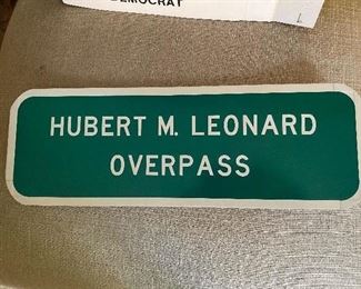 Hubert M. Leonard Overpass Road Sign 