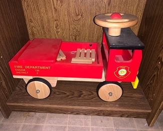 Wooden Fire Department Children's Ride-on Vehicle