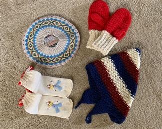 Vintage Knit Items - Hats, Mittens, Socks