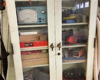 Antique Medical Cabinet with Locking Brass Pulls