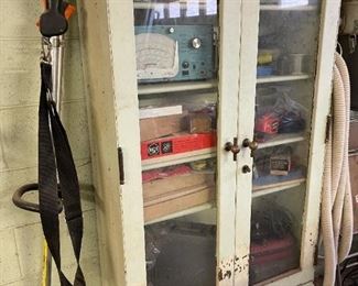 Antique Medical Cabinet with Locking Brass Pulls