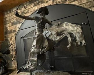 24" FREDERICK REMINGTON "Bronco Buster" Bronze Sculpture on Marble Base