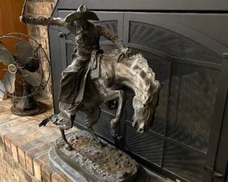 24" FREDERICK REMINGTON "Bronco Buster" Bronze Sculpture on Marble Base