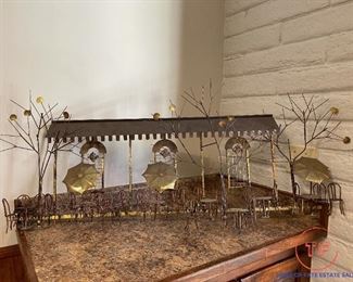 CURTIS JERE French Cafe / Bistro Copper Brass Metal 3 D Wall Art Sculpture Signed C JERE 1989