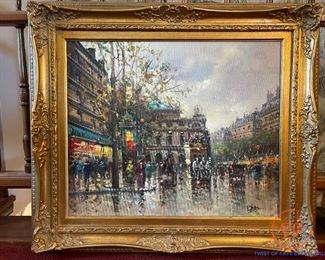 Oil On Canvas Parisian Street Scene by PIETRO GRIFFO