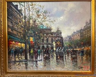 Oil On Canvas Parisian Street Scene by PIETRO GRIFFO