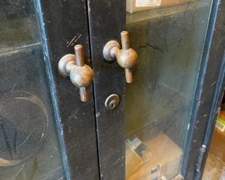 Antique Medical Cabinet with Locking Brass Pulls