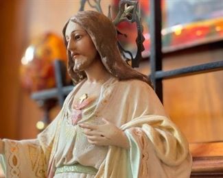 Antique OLOT Sacred Heart of Jesus Statue