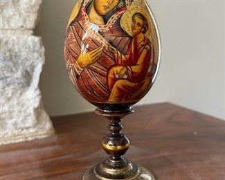 Vintage Russian Lacquer Icon Egg