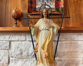 Antique OLOT Sacred Heart of Jesus Statue