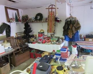 Christmas village, Sled, more Christmas stuff, Camo huntingware