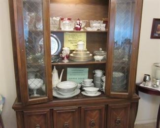 Beautiful Lite China cabinet, middle shelf Oxford 'Bennington' and Lowest shelf has 61 pieces of Noritake 'Edgewood'.