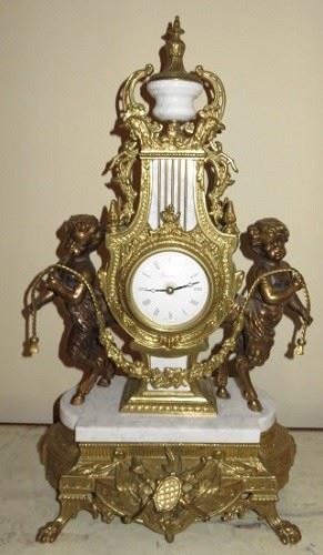  Italian Brevettato Brass Mantel Clock 
