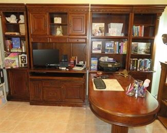 5 Piece Office Wall Unit with Double Desk & Cabinet Book Shelves 
