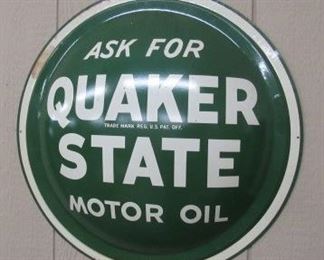1963 - 24" Metal Quaker State Oil Button Sign