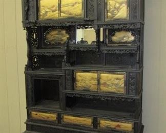 2 piece Ornate Oriental Cabinet