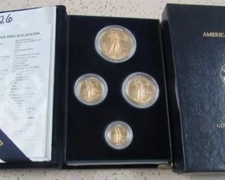 1991 - 4 Piece Gold Coin Proof Set - Consisting of: 1 Ounce Coin - 1/2 Ounce Coin - 1/4 Ounce Coin & 1/10 Ounce Coin
