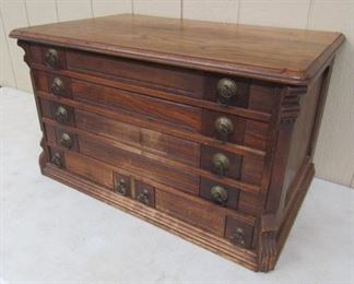 Oak 6 Drawer Spool Cabinet