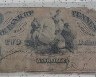 1800's Bank of Tennessee $2.00 Note