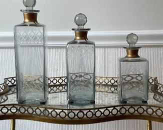 Hampshire Etched Decanter Set of 3