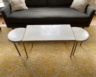 Hammered Gold Table set with marble top