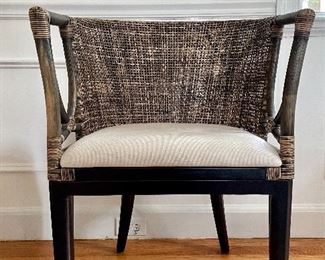 Item 2: Rattan Chair with Upholstered Seat - 21.5"l x 17.75"w x 31.5"h: $175