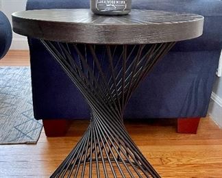Item 8: Brand New Side Table with Metal Base - matches cocktail table - 22" x 24.5": $175