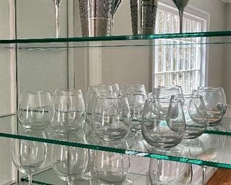 Item 13: Selection of Wine Glasses, 3 Martini Glasses and Shaker: $24 for all