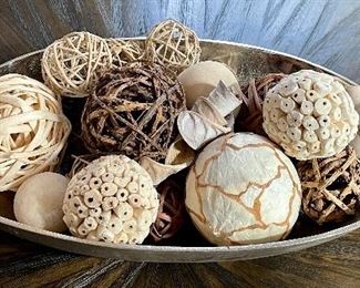Item 16: Decorator Metal Bowl with Varied Balls - 17.5” x 4.75”: $28