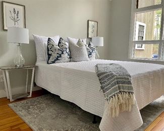 Queen Bed is NOT for sale!                                                                Item 24:  Pretty White Coverlet and 2 matching Shams/Pillows: SOLD                                                                                                        Item 25:  Vince Camuto Throw:   $28 