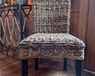 Item 41: (2) Woven Wicker Chairs - 19"l x 17.25"w x 39.5"h: $115 each