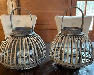Item 48: (2) Wicker Lanterns - 14": $14 each