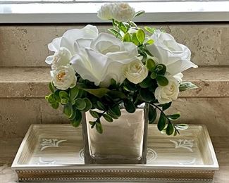 Item 67: Ivory Decorative Tray - 12"l x 6"w x 1.5"h: $22