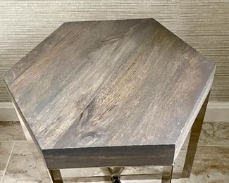 Item 69: Hexagon Side Table - 16"l x 18.5"w x 18.25"h: $65
