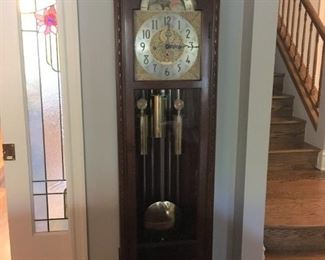 Stunning antique Herschede Hall / Grandfather clock. 75" high, 20" wide, 11.5" deep. 